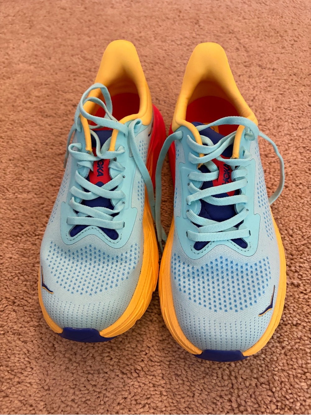 Hoka Light Blue, Yellow & Red Arahi 7 Running Shoe - Picture 6 of 13
